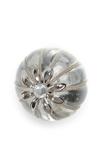 Glass Silver Flower Knob