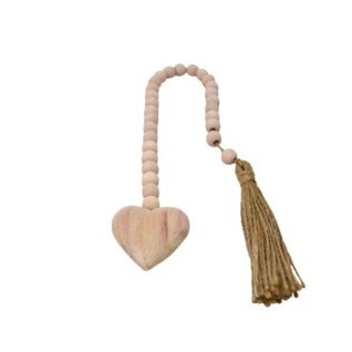 Wooden Heart on Beads w/ Tassel (3 Colours)