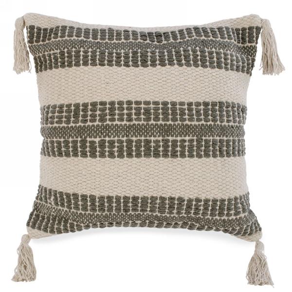 Grey & Natural Tassel Pillow