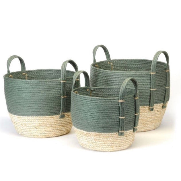 Two Tone Basket (White, Black or Green in 3 Sizes)