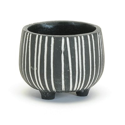 Cement Planter w/ White Lines on Feet (2 Sizes & Colours)
