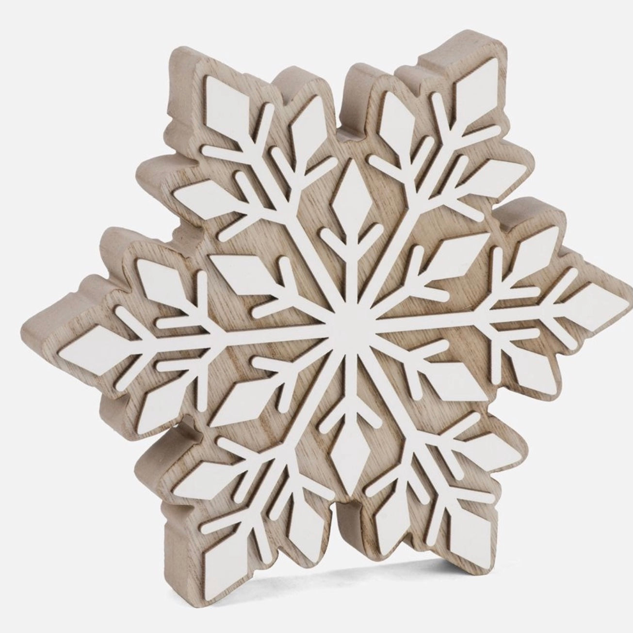 Snowflake Stand Decor in White and Natural