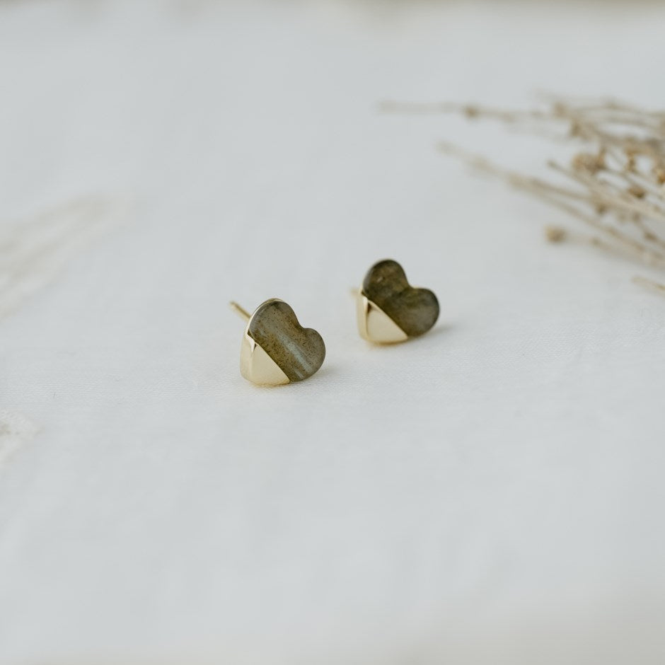 Full Heart Stud Earrings