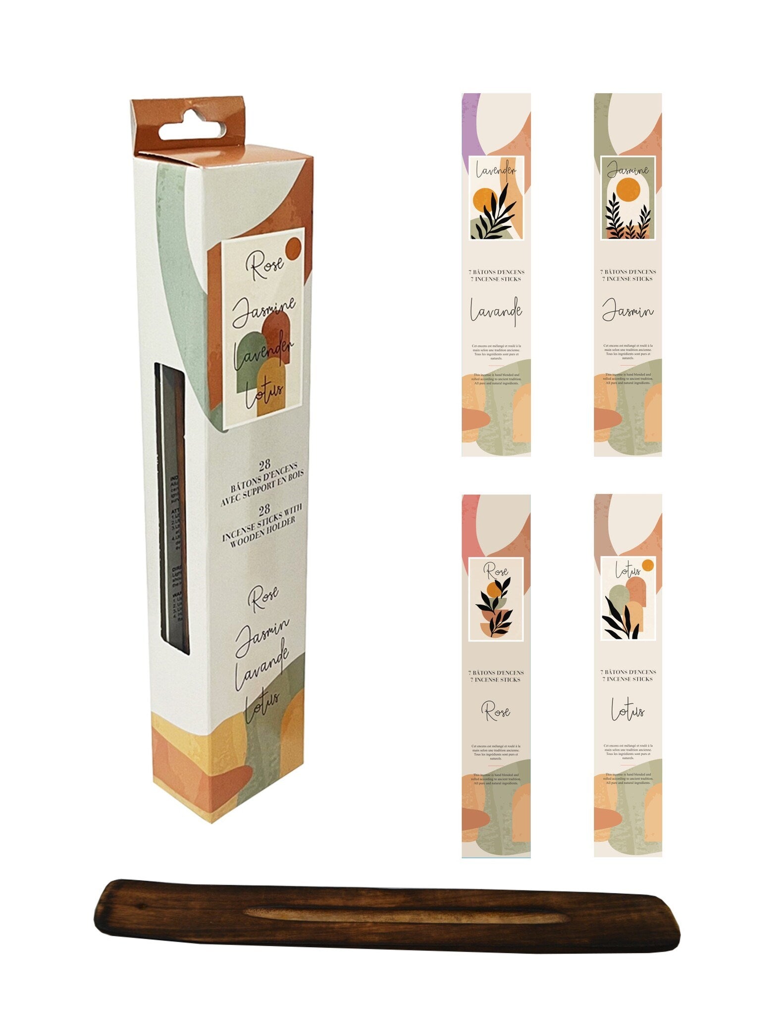 Incense Sticks Set of 4 Fragrances w/ Holder