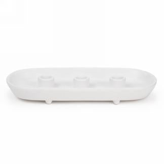 White Ceramic Triple Candle Holder