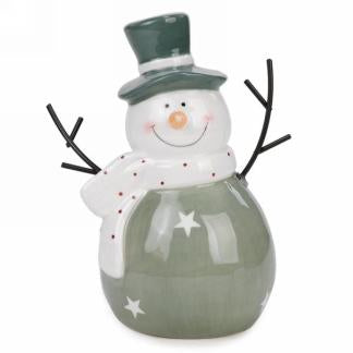 Sage Green Ceramic Snowman