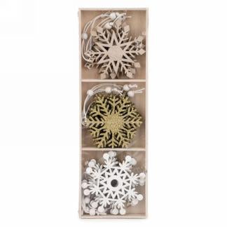 Wood Snowflake Ornament Box Set